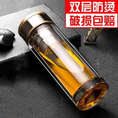 雙層加厚高檔玻璃杯男泡茶杯辦公車載耐高溫茶水杯子禮品定制